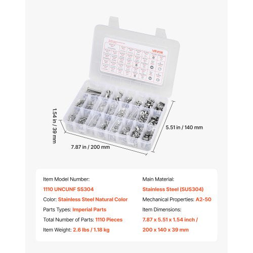 1110 pieces mixed pack stainless steel bolts and nuts for furniture