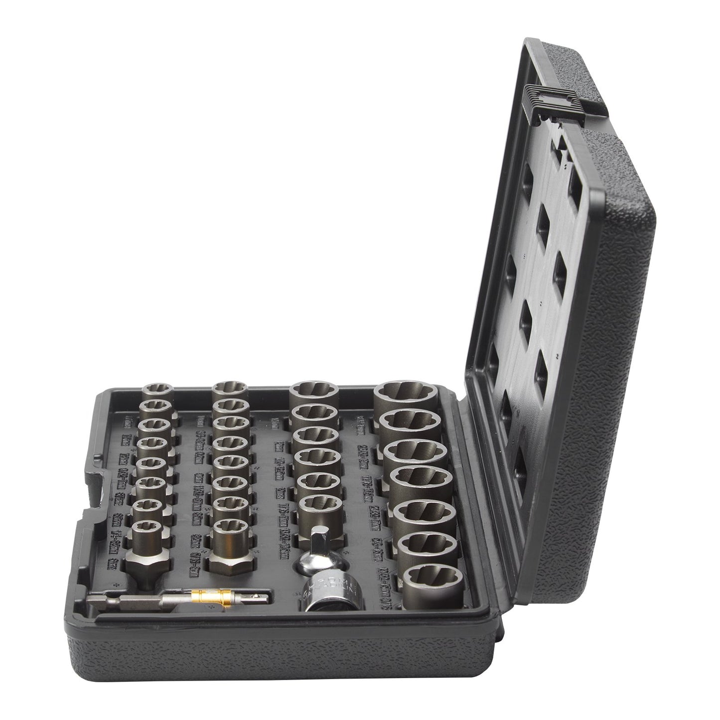 Bolzenausdreher-Set, 29-teiliges Bolzen- und Mutternausdreher-Set, 6 mm bis 10 mm, 13/32 Zoll bis 3/4 Zoll, CR-MO-Stahl-Ausdreher-Set mit Aufbewahrungstasche, zum Entfernen beschädigter, verrosteter Bolzen, Muttern und Schrauben