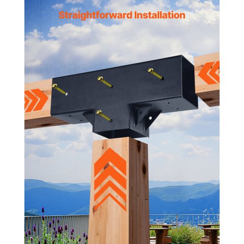 4x4 Inch Pergola Bracket Kit Internal 3.5x3.5 3 Way Woodworking Post DIY 4 Pcs | EU