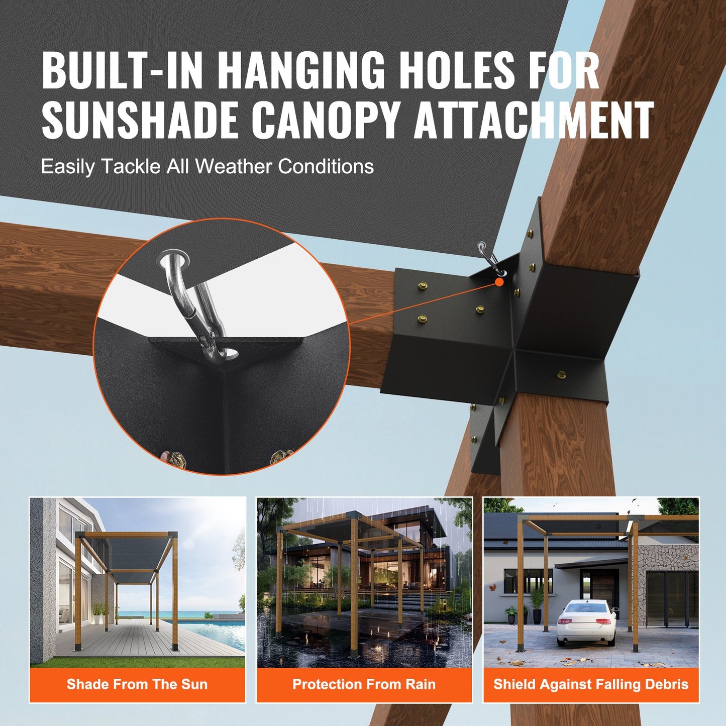 Pergola Bracket Kit 4''x4'', inre storlek 3,6"x3,6 2st 4-vägs kraftigt hörnfäste Woodworks DIY stolpbassats, enkel installation av träbjälkar för lusthus, uteplatspergolor, timmerstuga utomhuspergola hårdvara