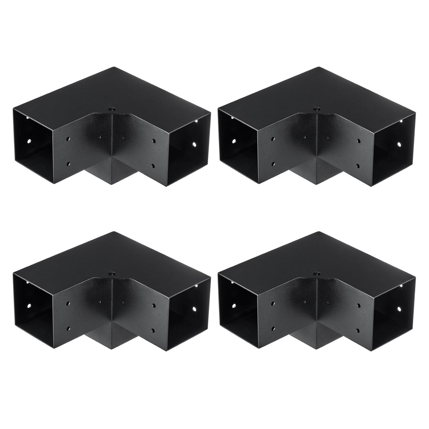 Pergola Bracket Kit 4''x4'', Innerstorlek 3,6"x3,6 4st 3-vägs Heavy Duty Hörnfäste Woodworks DIY Stolp Base Kit, Enkel installation Träbalkar för lusthus, Pergola för uteplats, timmerstuga Utomhuspergola hårdvara