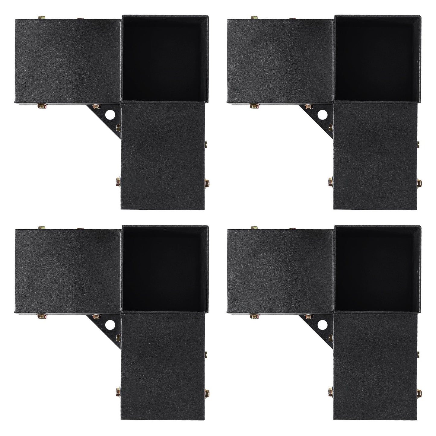 Pergola Bracket Kit 4''x4'', Innerstorlek 3,6"x3,6 4st 3-vägs Heavy Duty Hörnfäste Woodworks DIY Stolp Base Kit, Enkel installation Träbalkar för lusthus, Pergola för uteplats, timmerstuga Utomhuspergola hårdvara