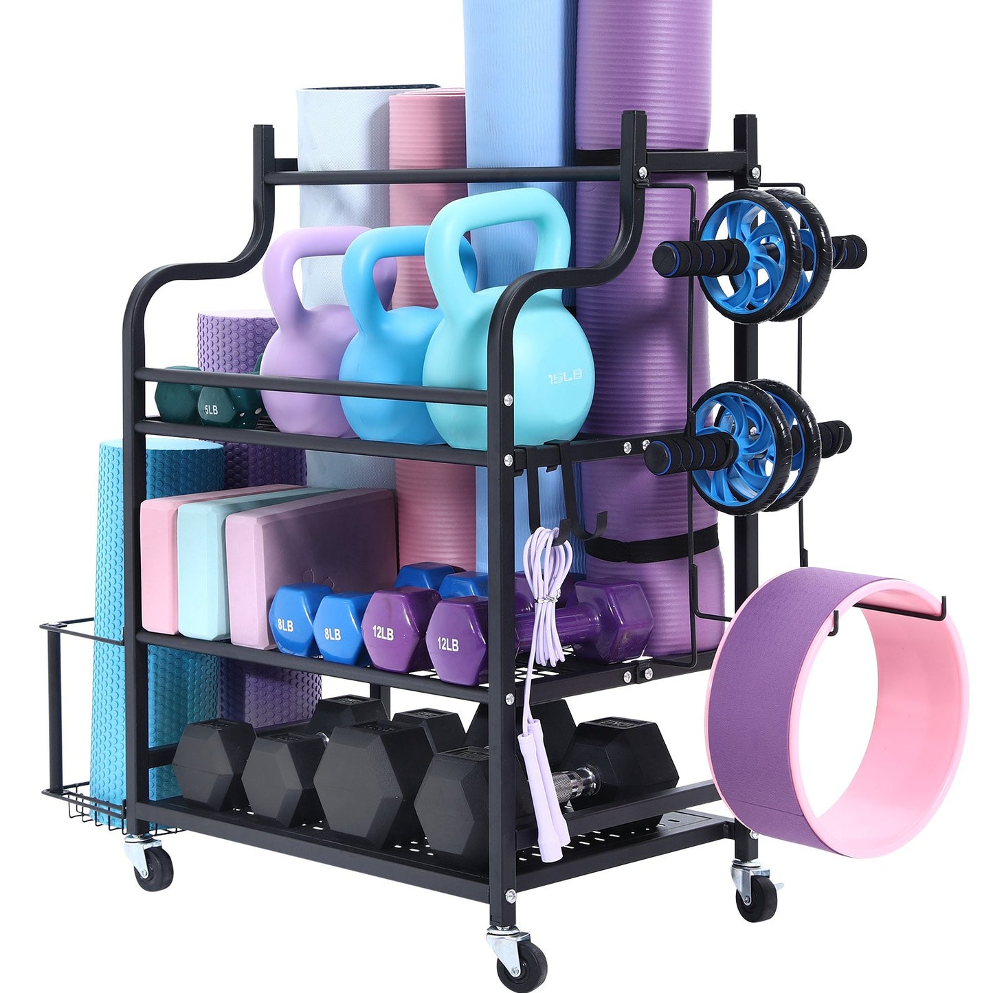 Home Gym Exercise Equipment Organizer Yoga Mat Storage Weight Rack Dumbbell