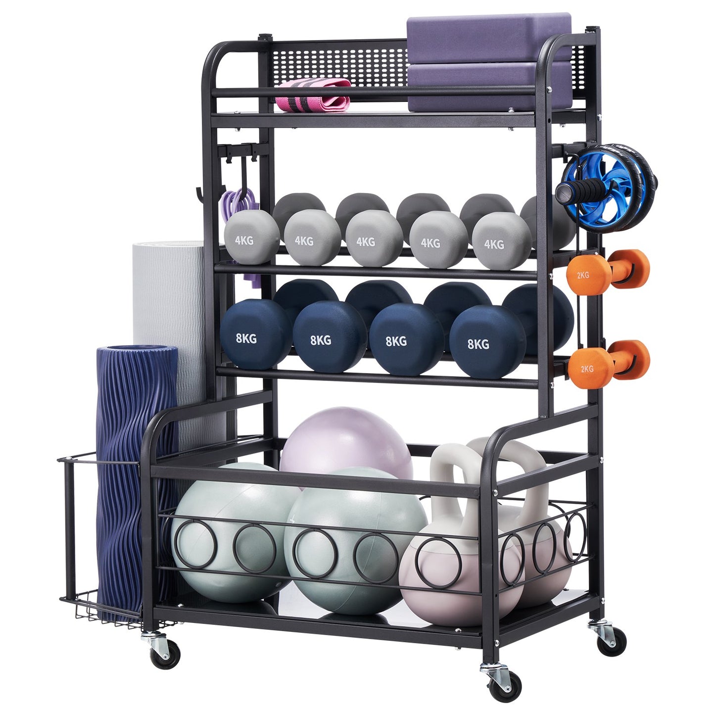 Home Gym Exercise Equipment Organizer Yoga Mat Storage Weight Rack Dumbbell