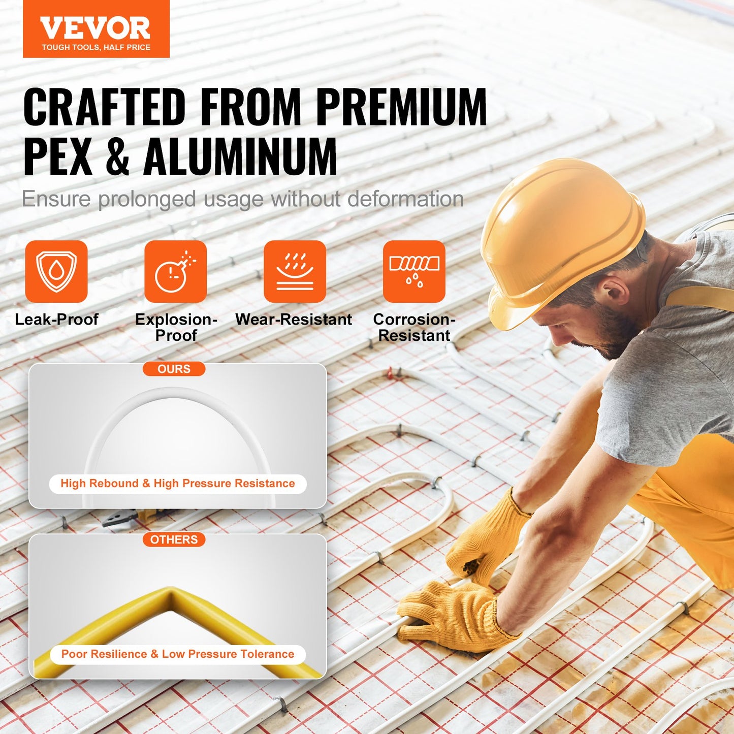 PEX-AL-PEX-rör, 82 fot, 5/8'' Diameter Aluminium-plastkompositrör Syrgasbarriär Strålande golv PEX-rör, 0,08'' Tjocklek Strålningsvärme Golv VVS 25M inre aluminiumlager PEX-rörrör