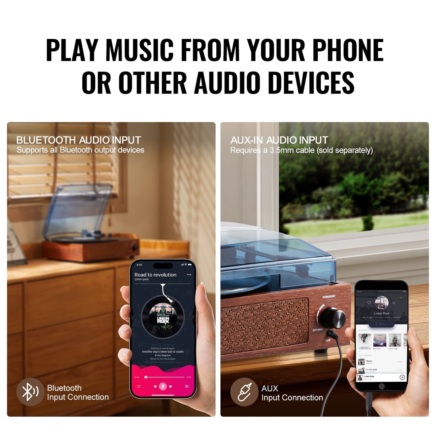 Bluetooth vinylskivspelare 3-växlad bältesdriven skivspelare 5W högtalare