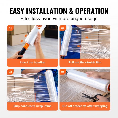 Stretch Film, 15 Inch x 1000 Feet, 3-Pack, 60 Gauge Industrial Strength Clear Durable Stretch Wrap Roll, Heavy Duty Shrink Film Stretch Wrap with Handle for Pallet Wrapping Transport Moving | EU