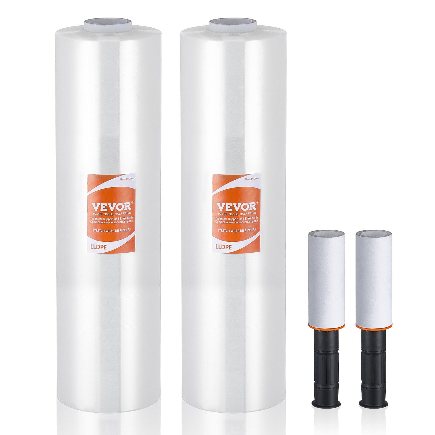 Stretch Film, 15 tum x 1200 fot, 2-pack, 80 Gauge Industriell styrka Klar Slitstark Stretch Wrap Roll, Heavy Duty Krympfilm Stretch Wrap med handtag för pallinpackning Transport Flytta