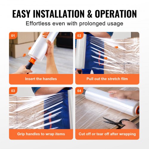 Stretchfilm, 15 tum x 1200 fot, 1 paket, 80 Gauge Industriell styrka Klar Slitstark Stretch Wrap Roll, Heavy Duty Krympfilm Stretch Wrap med handtag för pallinpackning Transport Flytta | EU