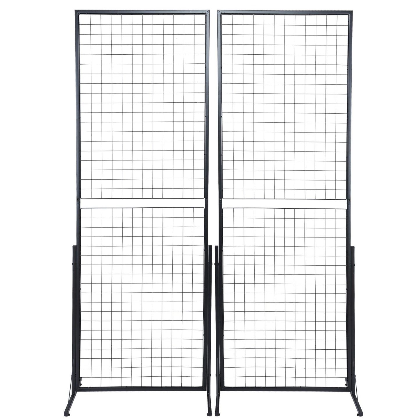 2' x 5,6' Grid Wall Panels Tower, 2-pack Wire Gridwall Display rack med T-base golvstående, dubbelsidiga Gridwall paneler för konsthantverksmässor, Retail Display med extra clips och krokar