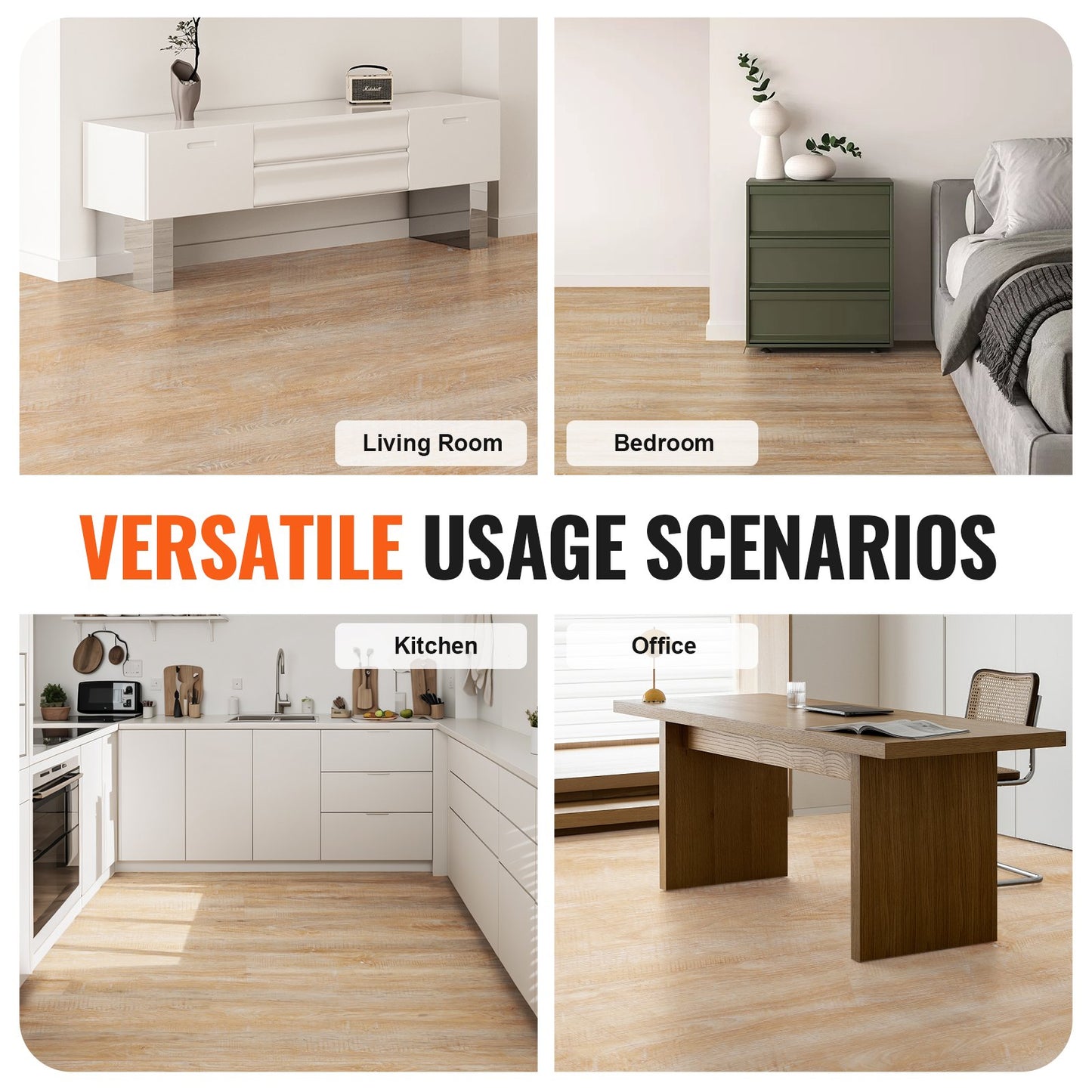 Ineinander greifende Vinyl-Bodenfliesen 1220 x 185 mm, 10 Fliesen 5,5 mm dick zum Zusammenstecken, natürliche Holzmaserung, DIY-Bodenbelag für Küche, Esszimmer, Schlafzimmer und Badezimmer, einfach für die Inneneinrichtung