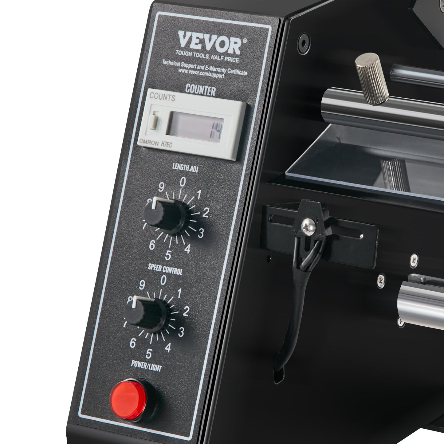 Automatisk etikettdispenser, bredd 0,6"-4,9"/15-125 mm, längd 0,1"-5,9"/3-150 mm, automatisk etikettavskiljare, etikettavskiljare, hastighetsjusterbar etikettapplikator, automatisk räkning 0-999999