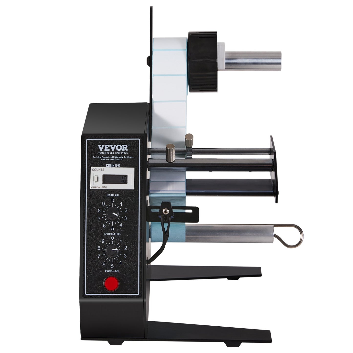 Automatisk etikettdispenser, bredd 0,6"-4,9"/15-125 mm, längd 0,1"-5,9"/3-150 mm, automatisk etikettavskiljare, etikettavskiljare, hastighetsjusterbar etikettapplikator, automatisk räkning 0-999999