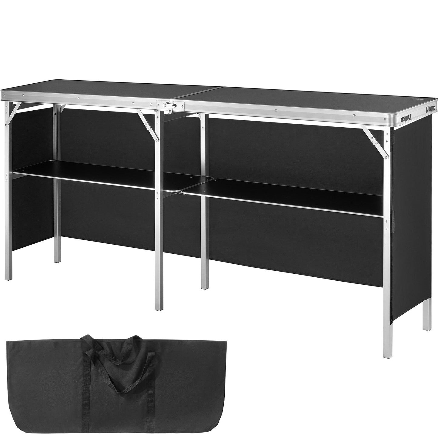 Portable Tradeshow Podium-bord, 77,95" x 15,16" x 34,65", Display Utställningsbänkmonter Mässa med vägg, hopfällbar kampanj för detaljhandelsbarbordsbord med förvaringsställ och bärväska
