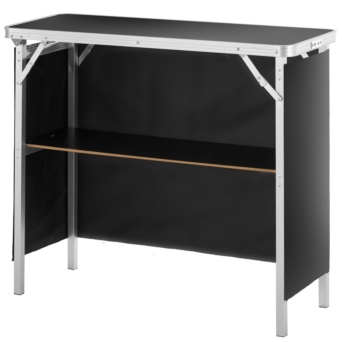 Portable Tradeshow Podium Bord, 38,39" x 15,16" x 34,25", Display Utställningsbänk monter Mässa med vägg, hopfällbar kampanj Retail Bar Bord Podium med förvaringsställ och bärväska