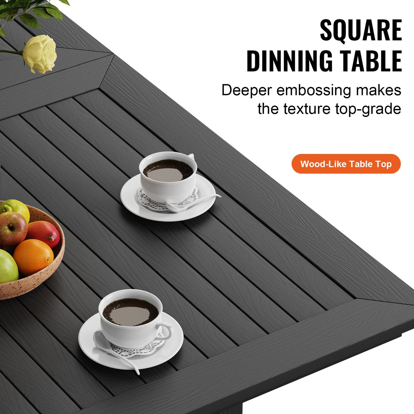 7 delar Uteplats matsalsset, Utomhus rektangulära möbler Bord och stolar Set, All Weather Trädgårdsmöbler bordsset, HIPS Patio Conversation Set, för gräsmatta, däck, bakgård, poolside, svart