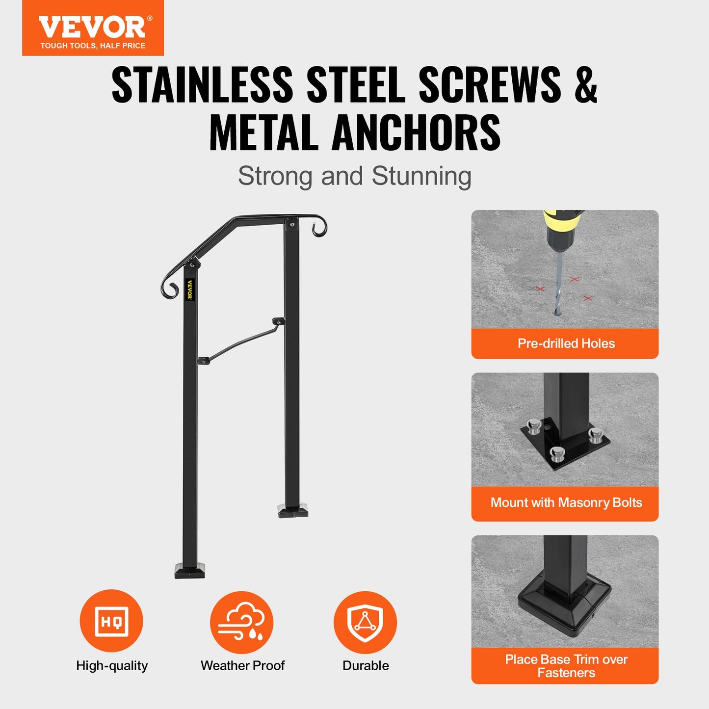 Arch #1 Handrail Fits 1 Step Matt Black