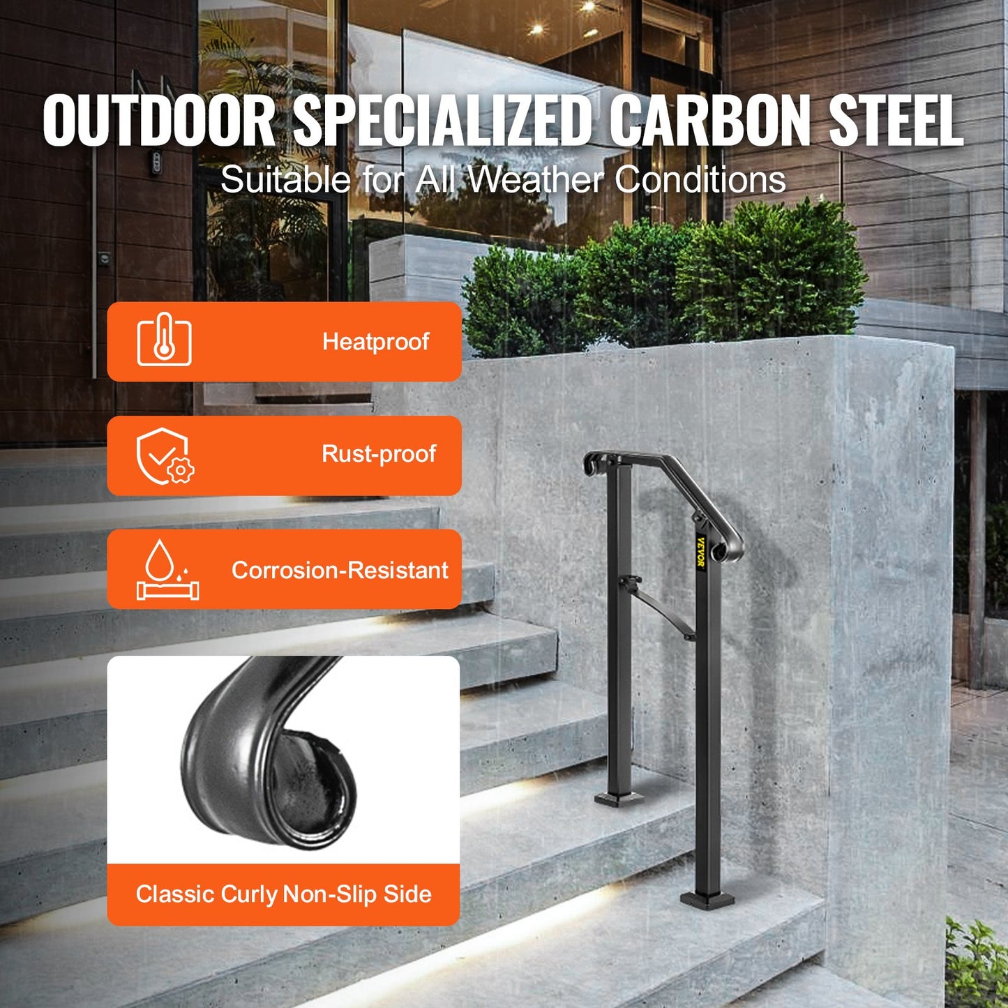 Arch #1 Handrail Fits 1 Step Matt Black