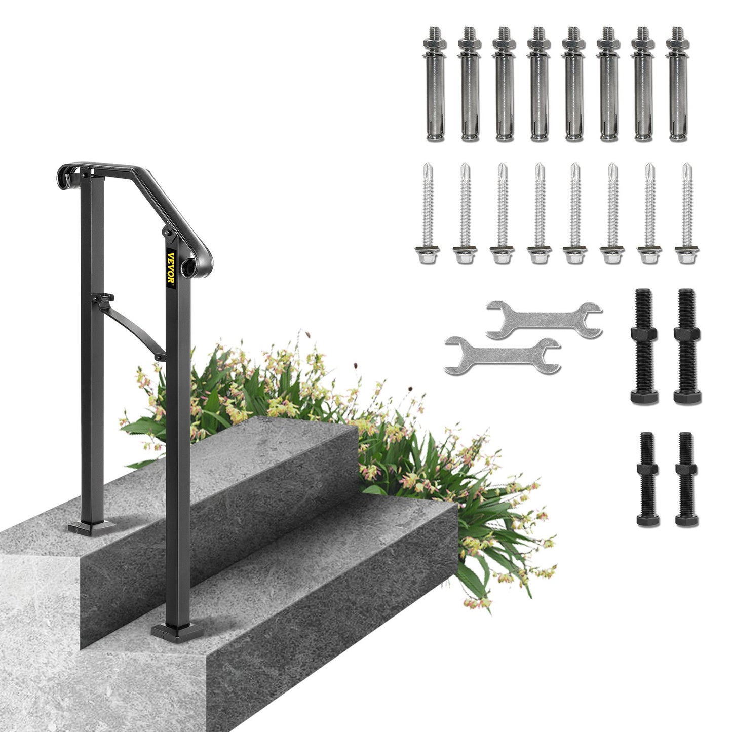 Arch #1 Handrail Fits 1 Step Matt Black