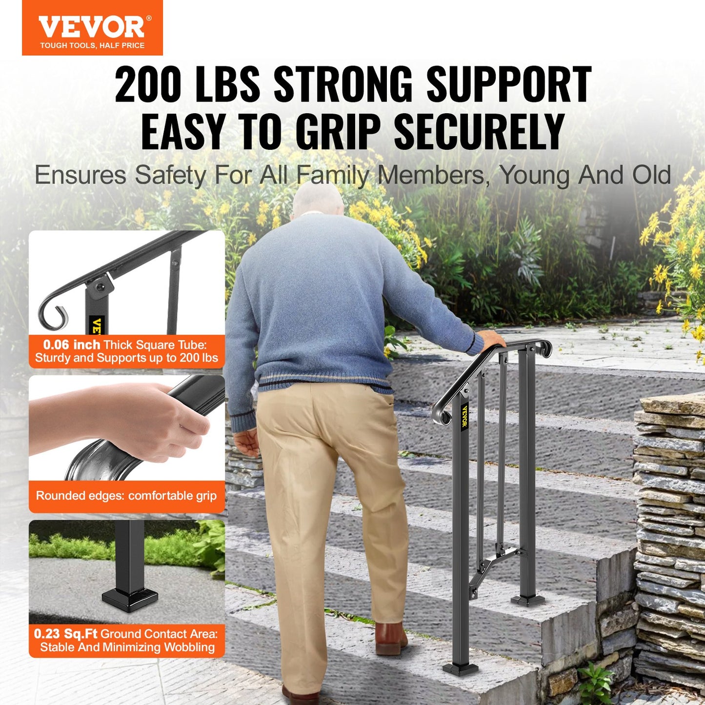 Handrail Bar #1 Fits 1-Step Matte Black
