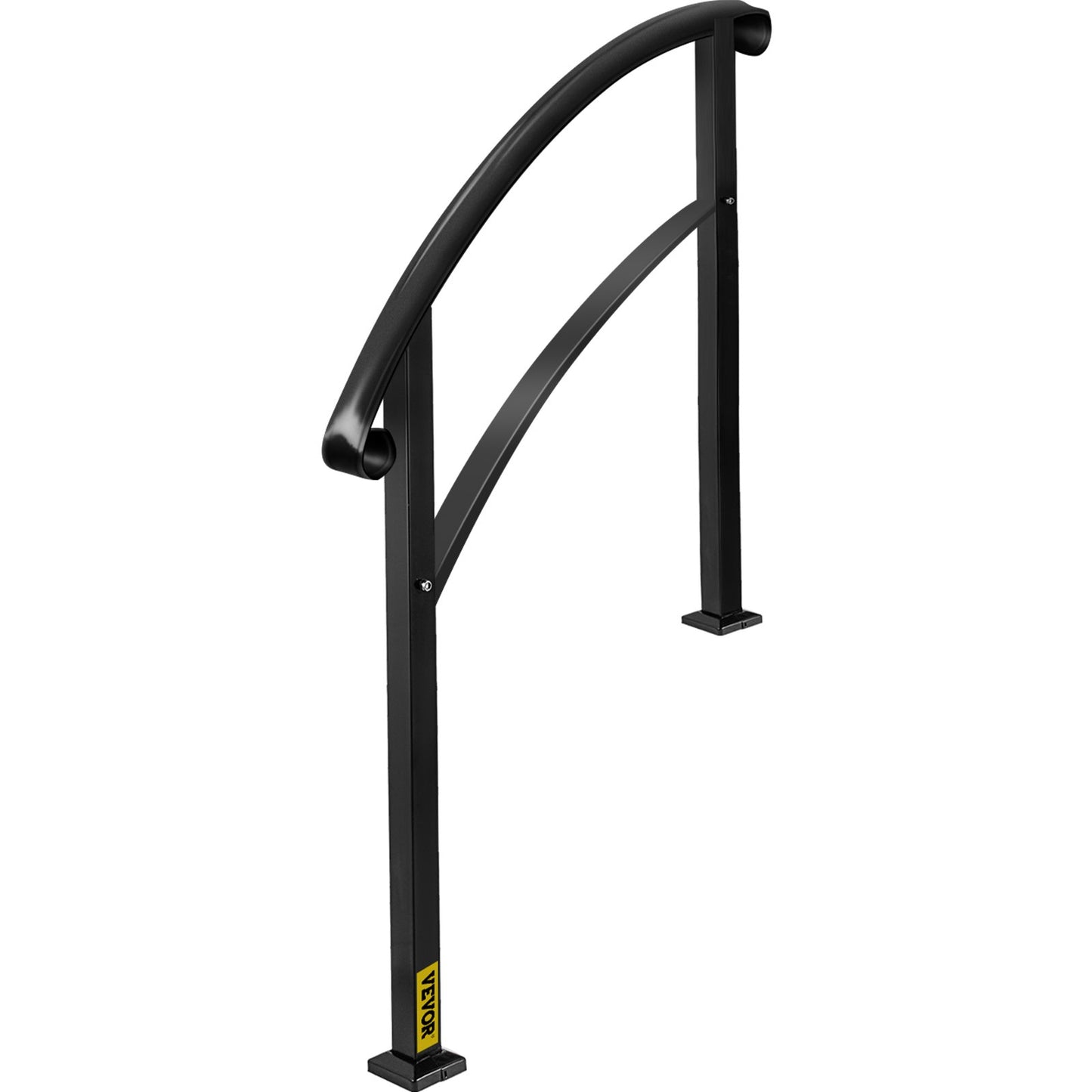 3-Step Transition Railing Fits 1 or 3 Steps Matte Stair Rail Wrought Iron Railing with Installation Kit Outdoor Stair Handrail (Non-Adjustable) (Black)