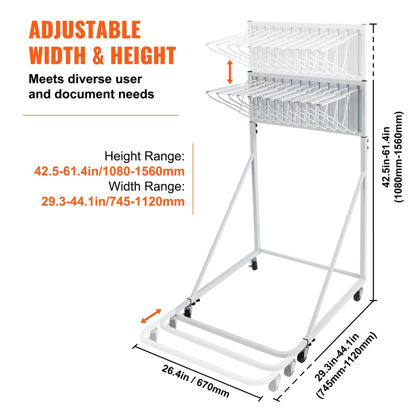 Mobile Blueprint förvaringsställ Planhållare med 12 svängbara fästen 240 lbs
