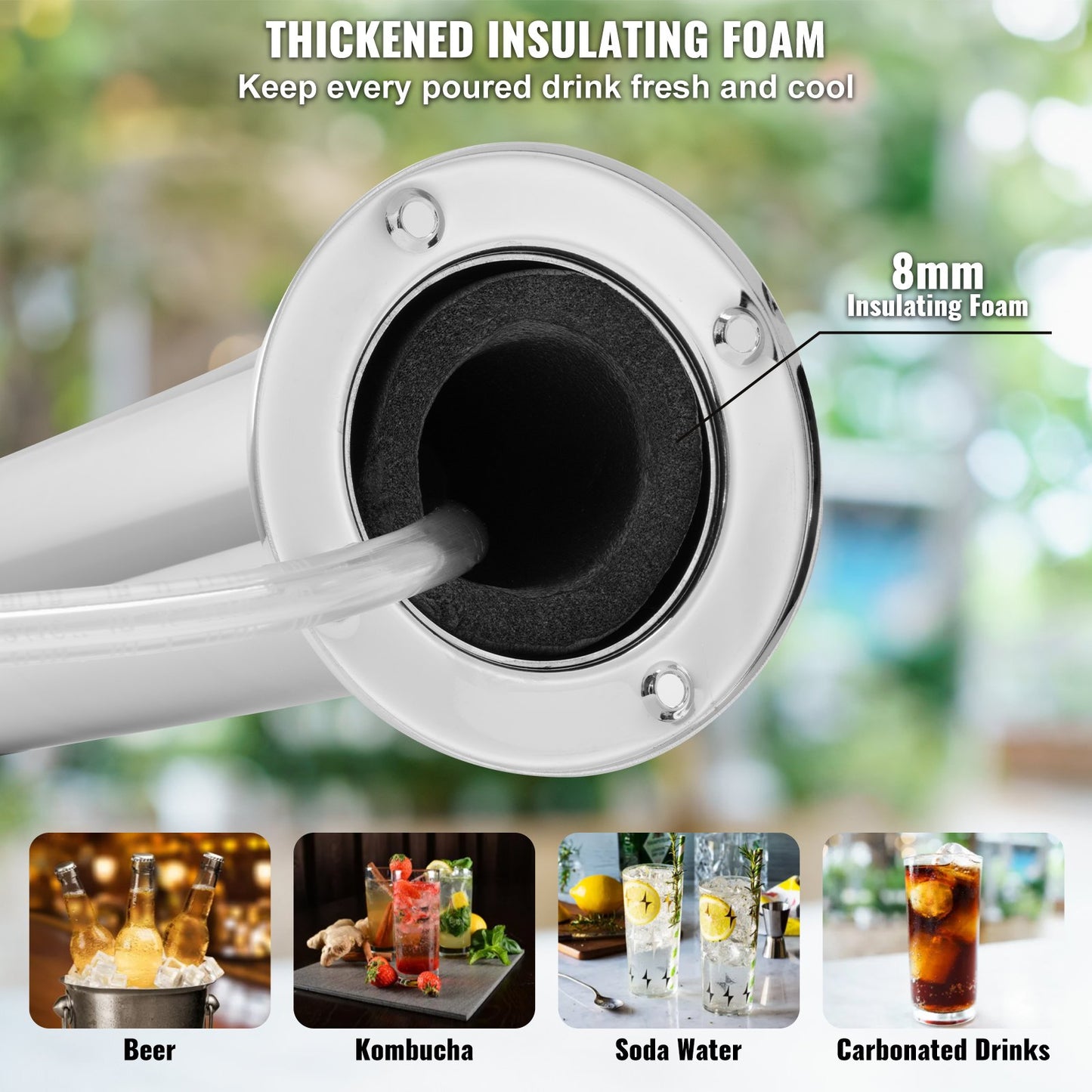 Kegerator Tower Kit, Single Tap Beer Conversion Kit, Rostfritt stål Keg Beer Tower Dispenser med Dual Gauge W21.8 Regulator & S-System Keg Coupler för Party Home