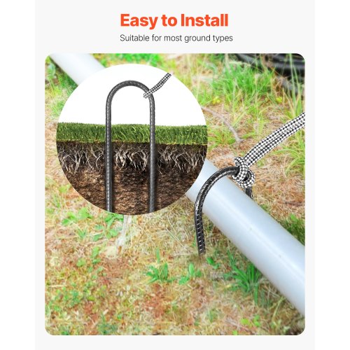 10-inch 12-pack rebar supports heavy duty U-shaped galvanized ground anchors