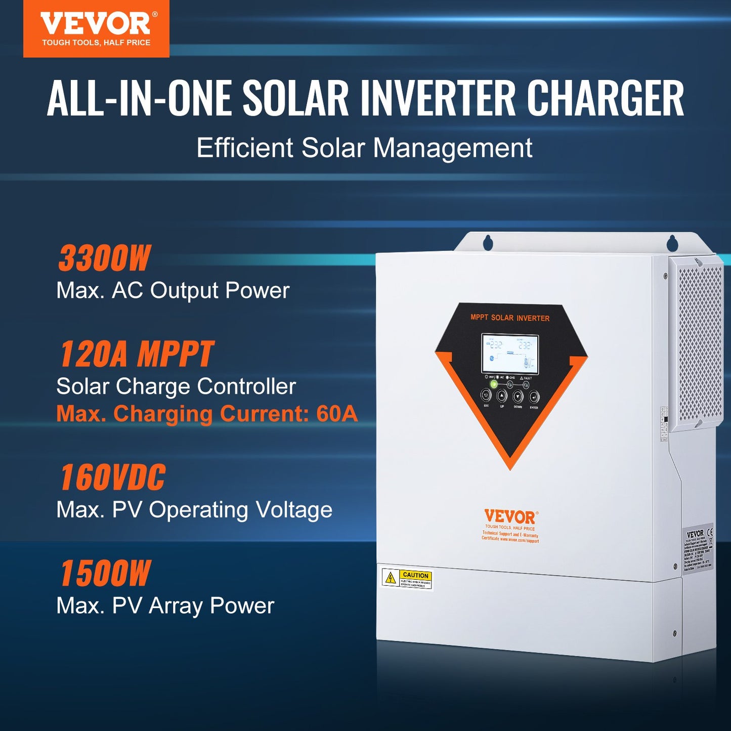 Hybrid-Solarwechselrichter-Ladegerät 3500 W 230 V mit integriertem 60 A MPPT-Controller