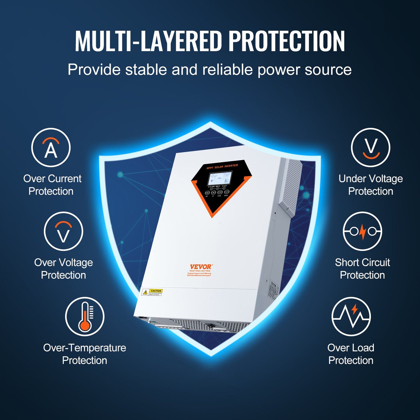 Hybrid-Solarwechselrichter-Ladegerät 5500 W 230 V mit 100 A MPPT-Solarregler