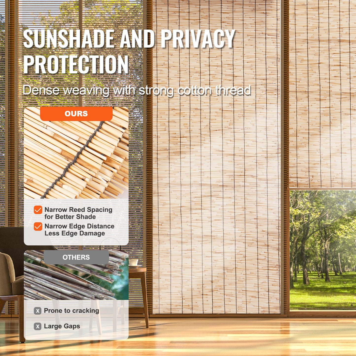 2-pack Reed Fence Landscaping Privacy Blind Fence Screen 16.4' x 4'
