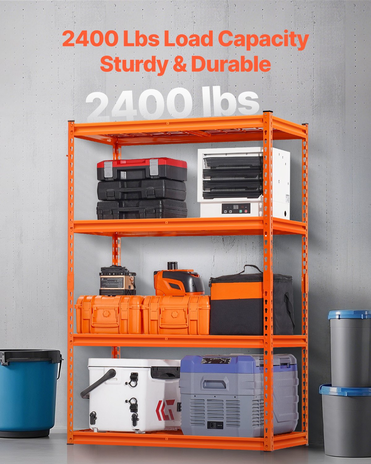 Förvaringshyllor 4-vånings justerbar Heavy Duty garagehylla 2400 lbs