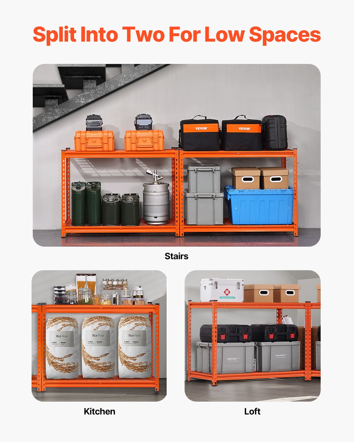 Förvaringshyllor 4-vånings justerbar Heavy Duty garagehylla 2400 lbs
