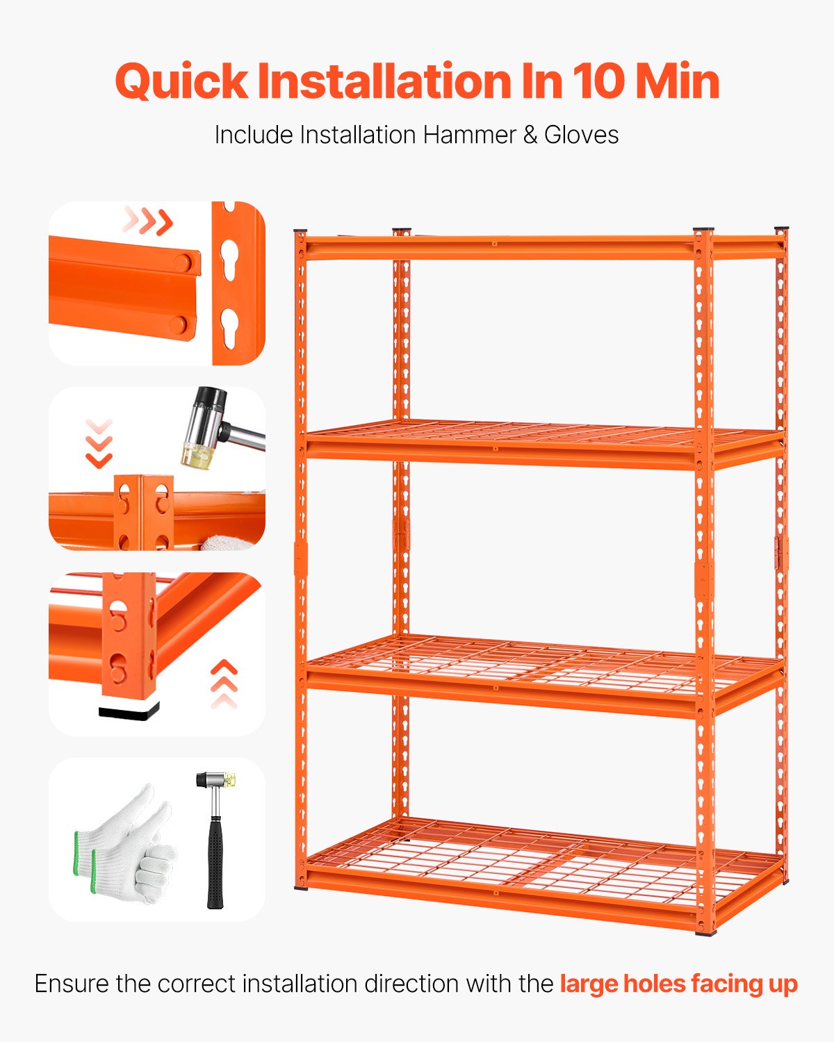 Förvaringshyllor 4-vånings justerbar Heavy Duty garagehylla 2400 lbs