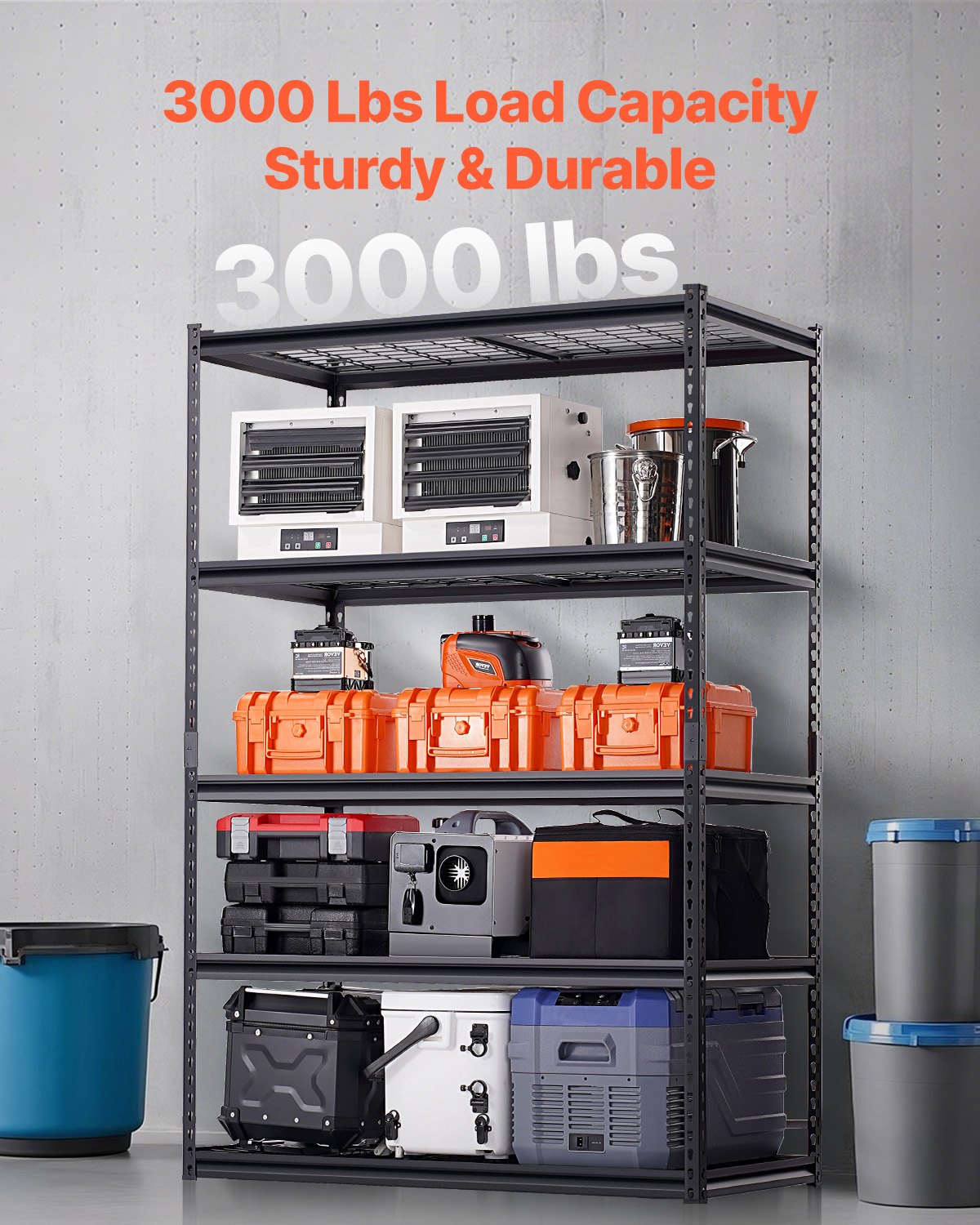 Storage Shelves 5-Tier Adjustable Heavy Duty Garage Shelf 3000 lbs