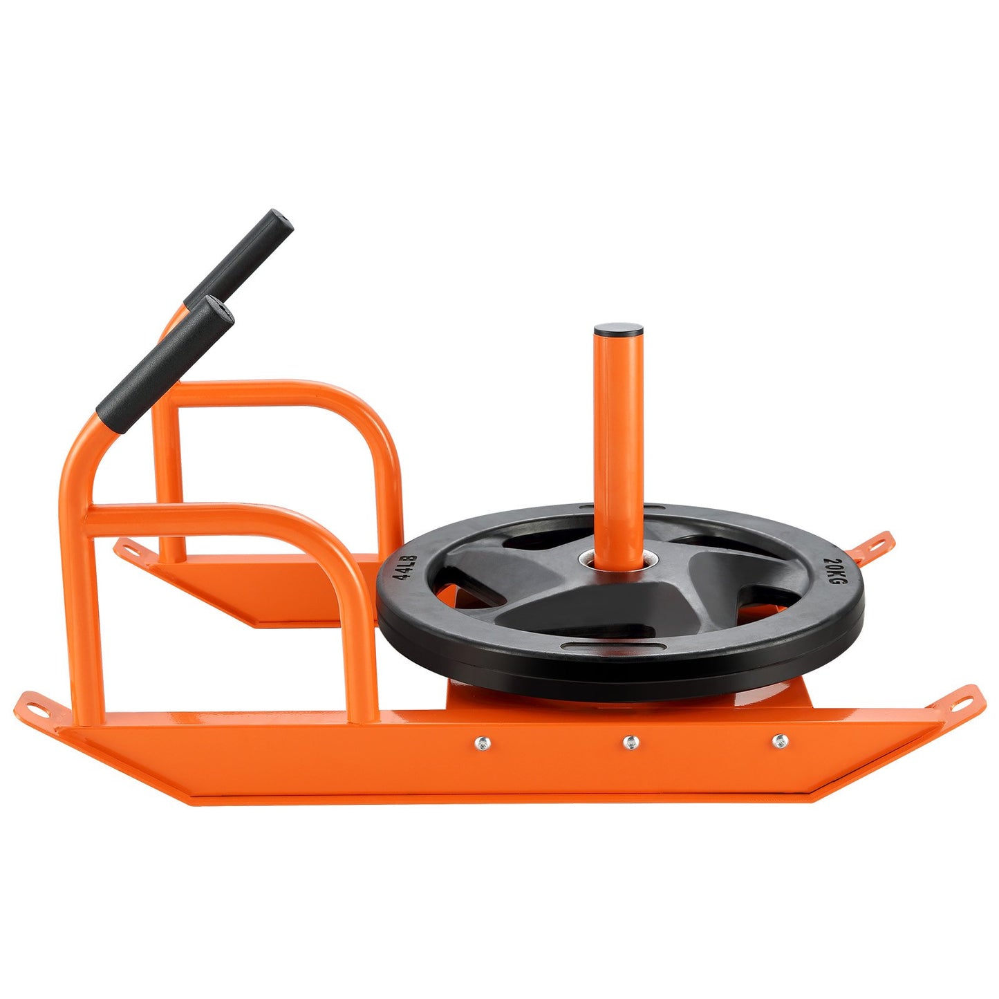 Styrketräningsdragsko, träningssläde för styrketräning med handtag, Steel Power Sled träningsutrustning för atletisk träning och hastighetsförbättring, lämplig för 1"&2" viktskiva, orange