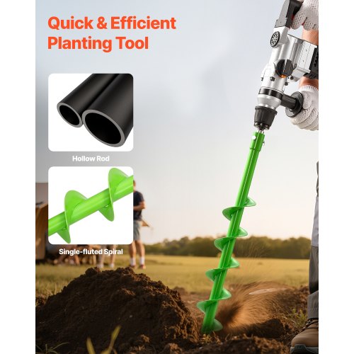 Auger Drill 2.36 x 31.1 Inch Soil Spiral Post Hole Digger Planting Tool