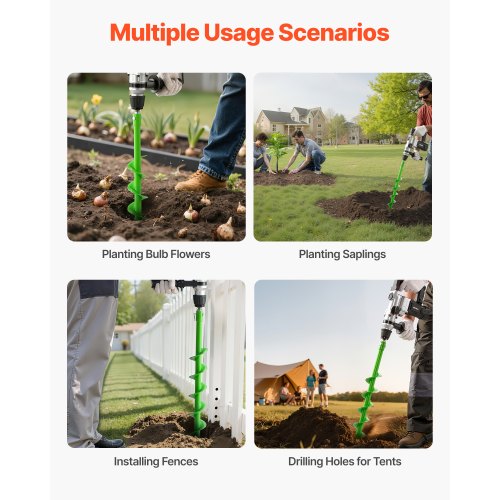 Auger Drill 2.36 x 31.1 Inch Soil Spiral Post Hole Digger Planting Tool