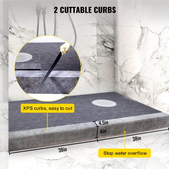 Waterproofing Shower Kit Shower Kit Bricka 38''x60'' med Offset Drain ABS