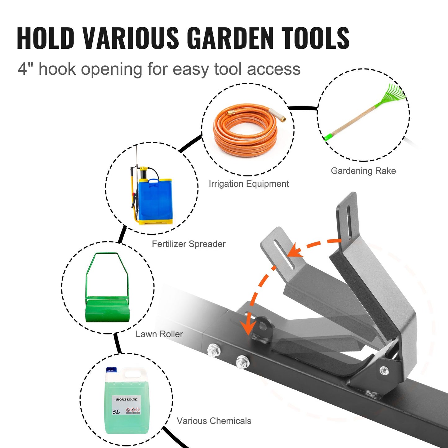 Trimmerställ, 3-places Weeder Trimmer Rack, Trimhållare Trailer Rack med zinklegering lösenordslås, väggmonterad eller monterad på sluten trailer Landskap Weed Eater, par