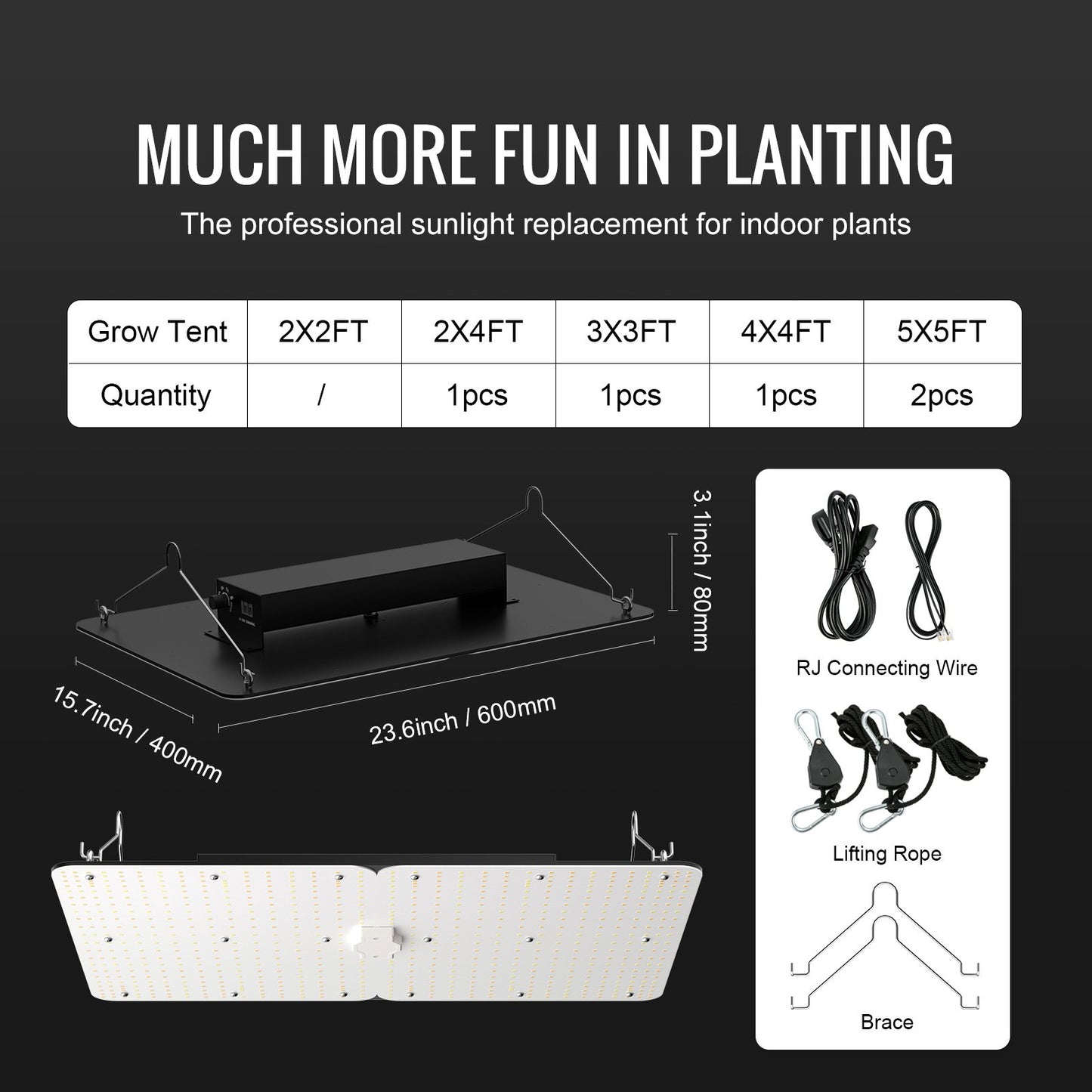 LED Grow Light, 300W Full Spectrum Dimbar, High Yield Samsung 2B1B Dioder Odlingslampa för inomhusväxter Fröplantor Veg och Bloom Växthusodling, Daisy Chain Driver för 3x3/4x4 fot odlingstält