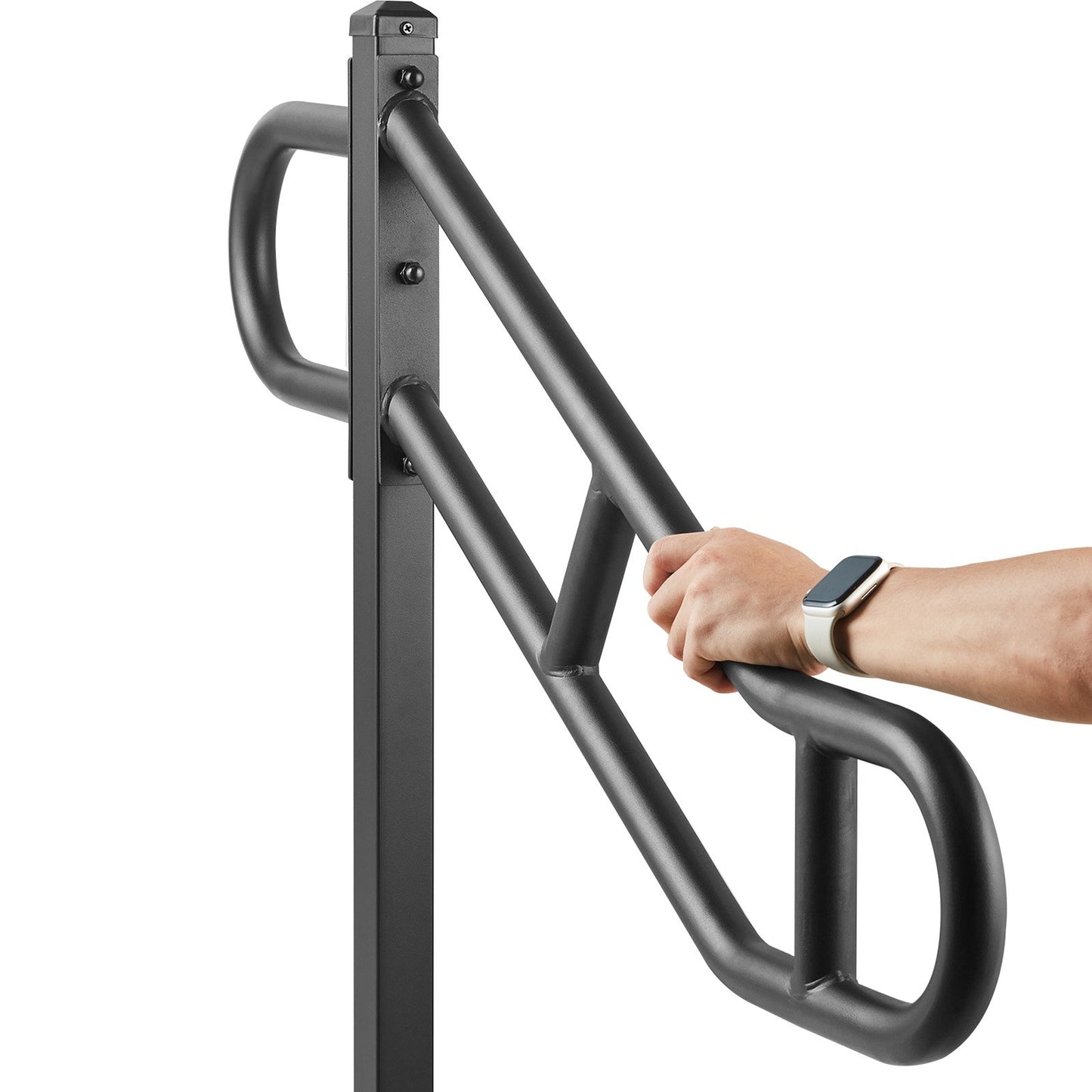 Enkelstolps ledstång för utomhus 1-3 steg 40,5" trapphandledare golvmontering