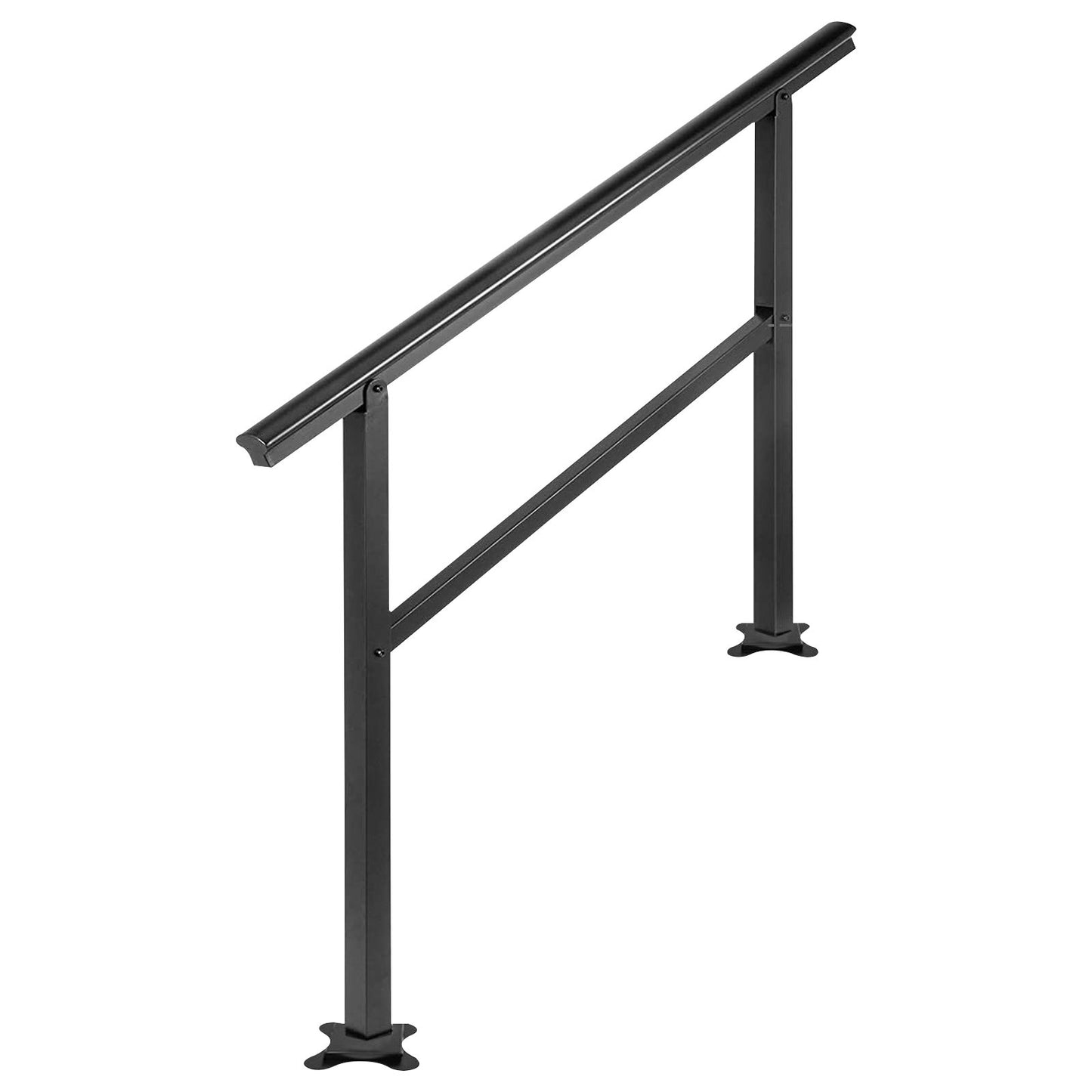 Handlauf Handlauf Außentreppe 48X35,5 Zoll Außengeländer Treppengeländer Einstellbar von 0 bis 45 Grad Handlauf für Querstangentreppen Außen Aluminium Schwarzes Treppengeländer
