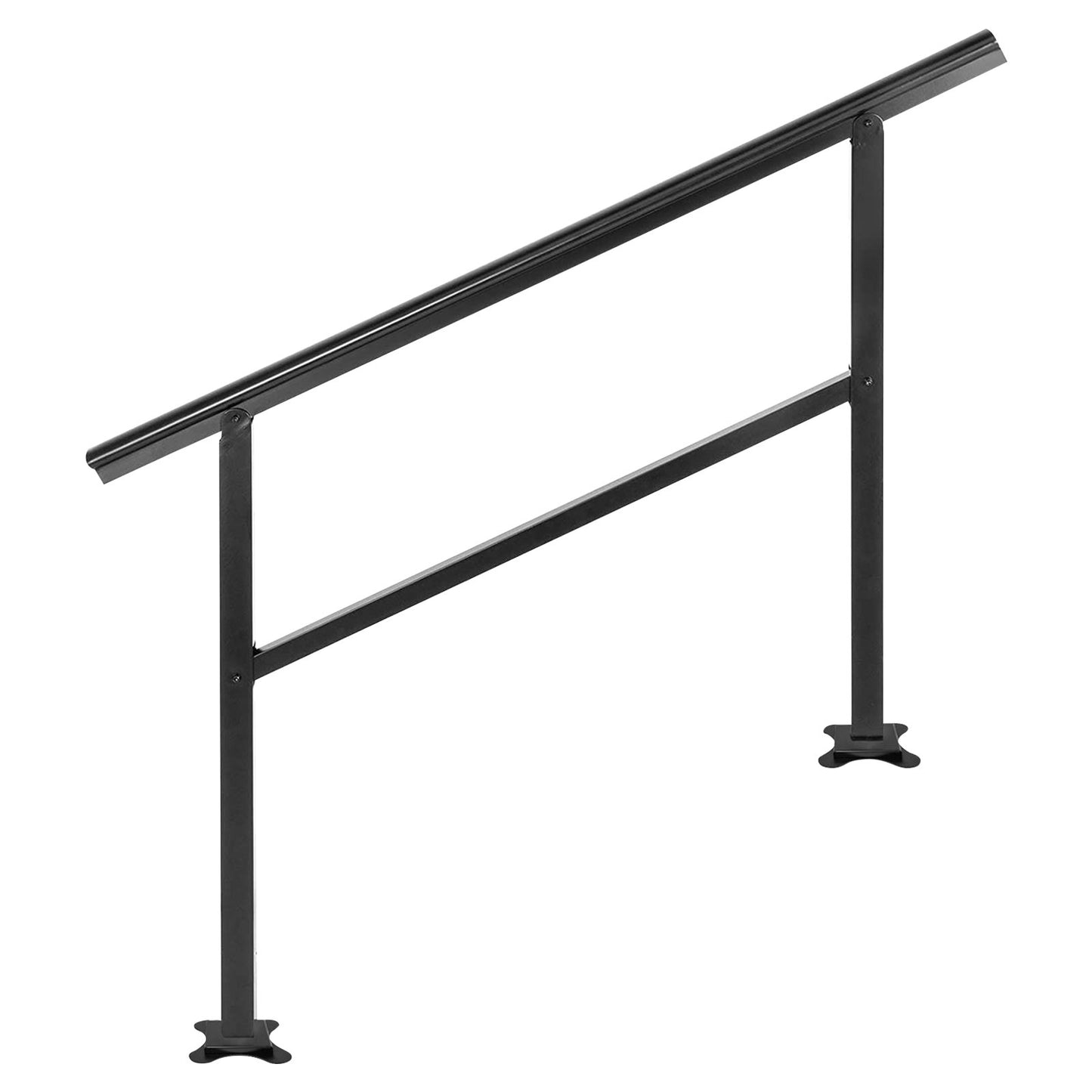 Handlauf Handlauf Außentreppe 48X35,5 Zoll Außengeländer Treppengeländer Einstellbar von 0 bis 45 Grad Handlauf für Querstangentreppen Außen Aluminium Schwarzes Treppengeländer