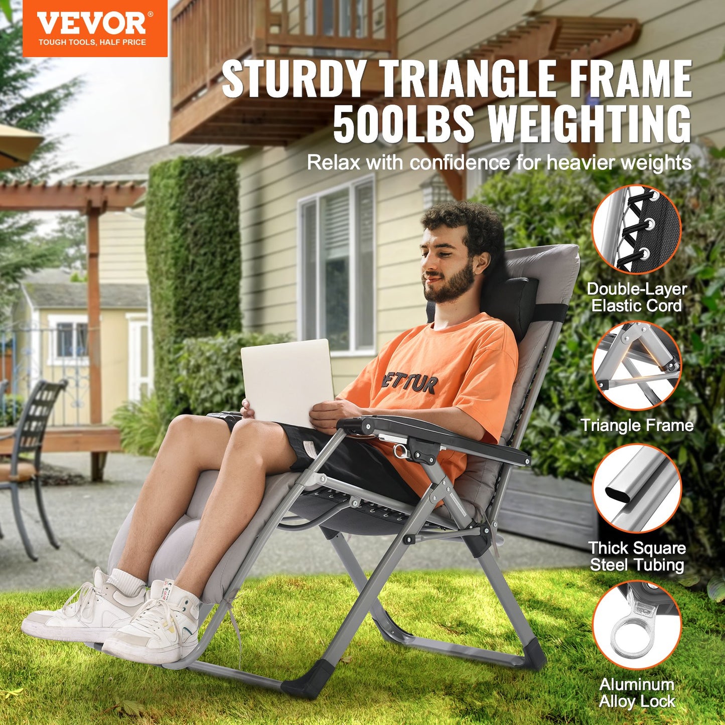 Zero Gravity Chair 26" Zero Gravity Recliner Lounge Chair Indoor and Outdoor