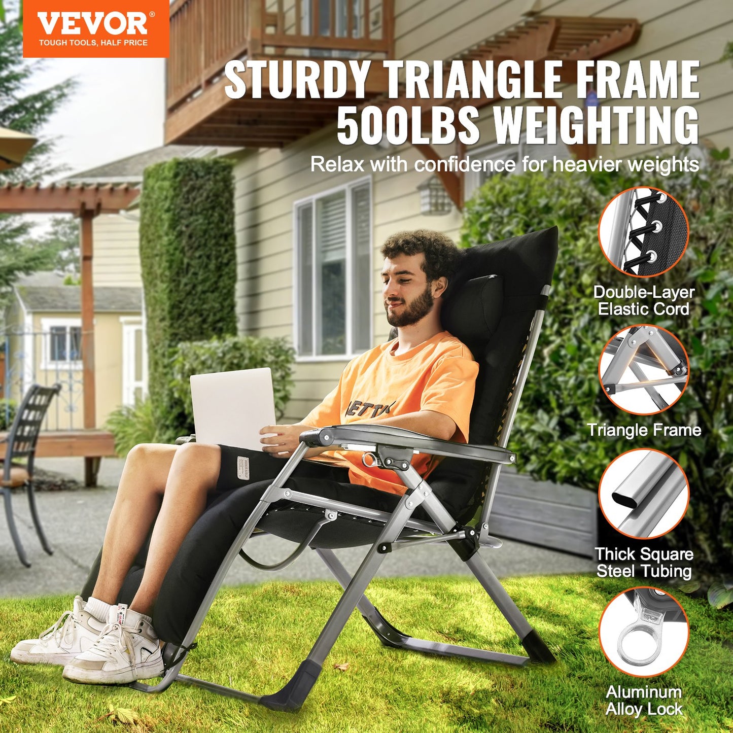 Zero Gravity Chair 33" Zero Gravity Recliner Lounge Chair inomhus och utomhus