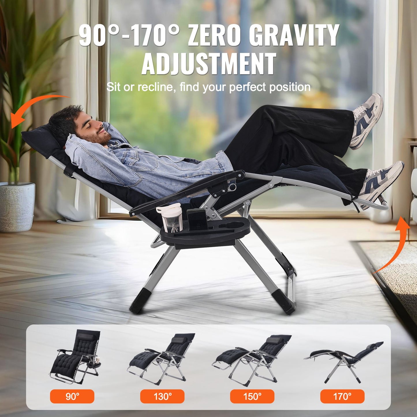 Zero Gravity Chair 33" Zero Gravity Recliner Lounge Chair inomhus och utomhus