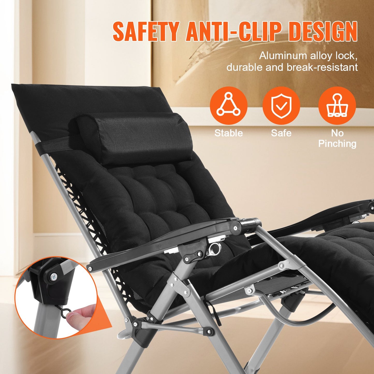 Zero Gravity Chair 33" Zero Gravity Recliner Lounge Chair inomhus och utomhus