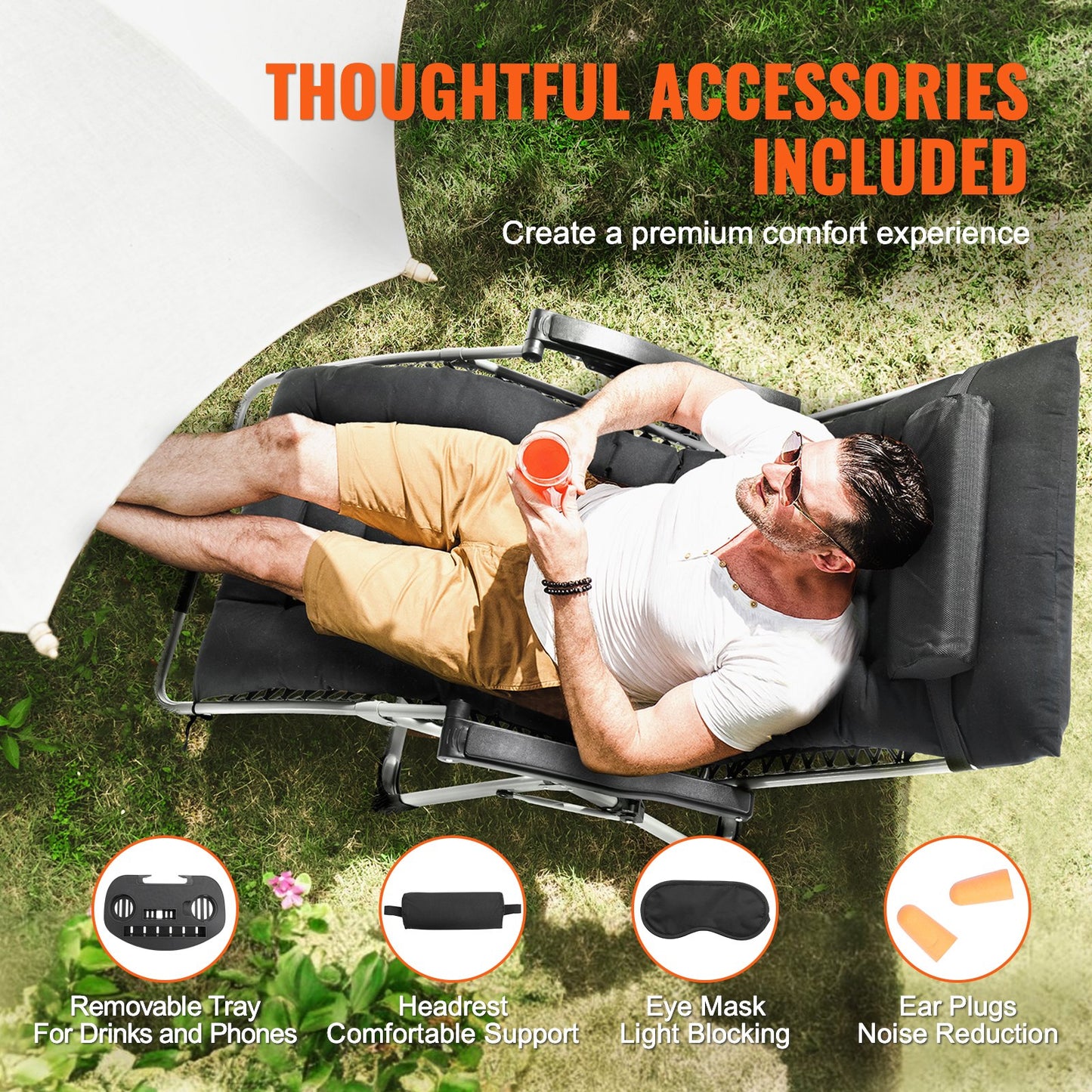 Zero Gravity Chair 33" Zero Gravity Recliner Lounge Chair inomhus och utomhus