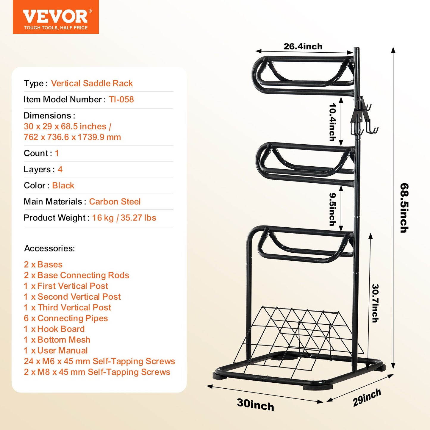 Freestanding Saddle Rack 3-Tier English and Western Saddle Rack